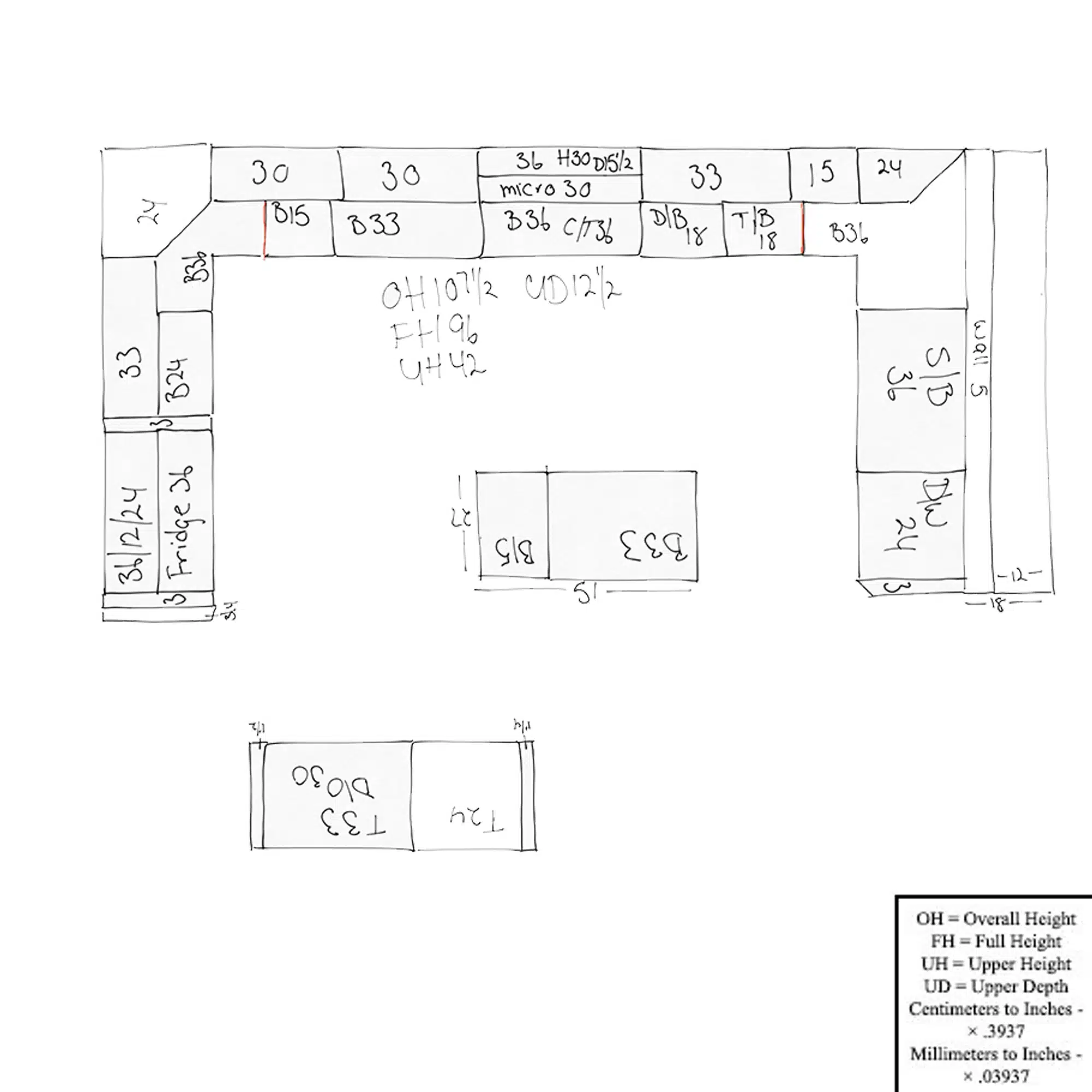 Layout for Century Dark Chocolate Traditional Pre-Owned Kitchen
