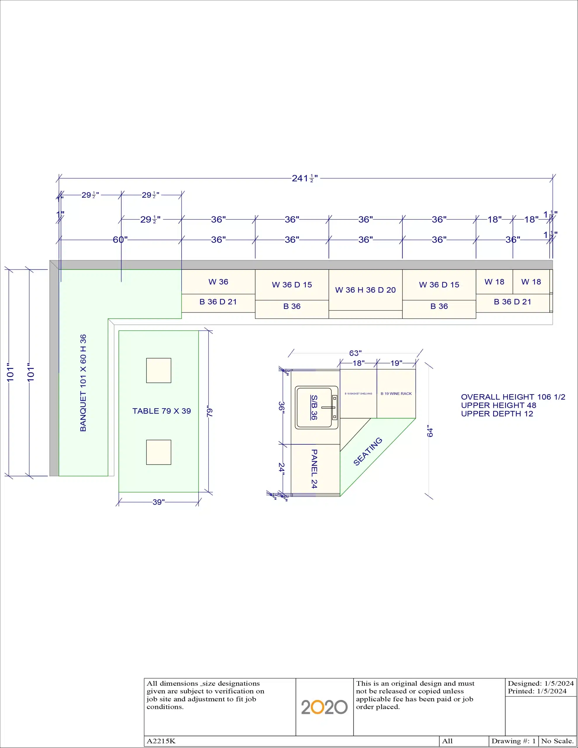 Layout for Ashland Transitional Showroom Display Kitchen W/ Booth