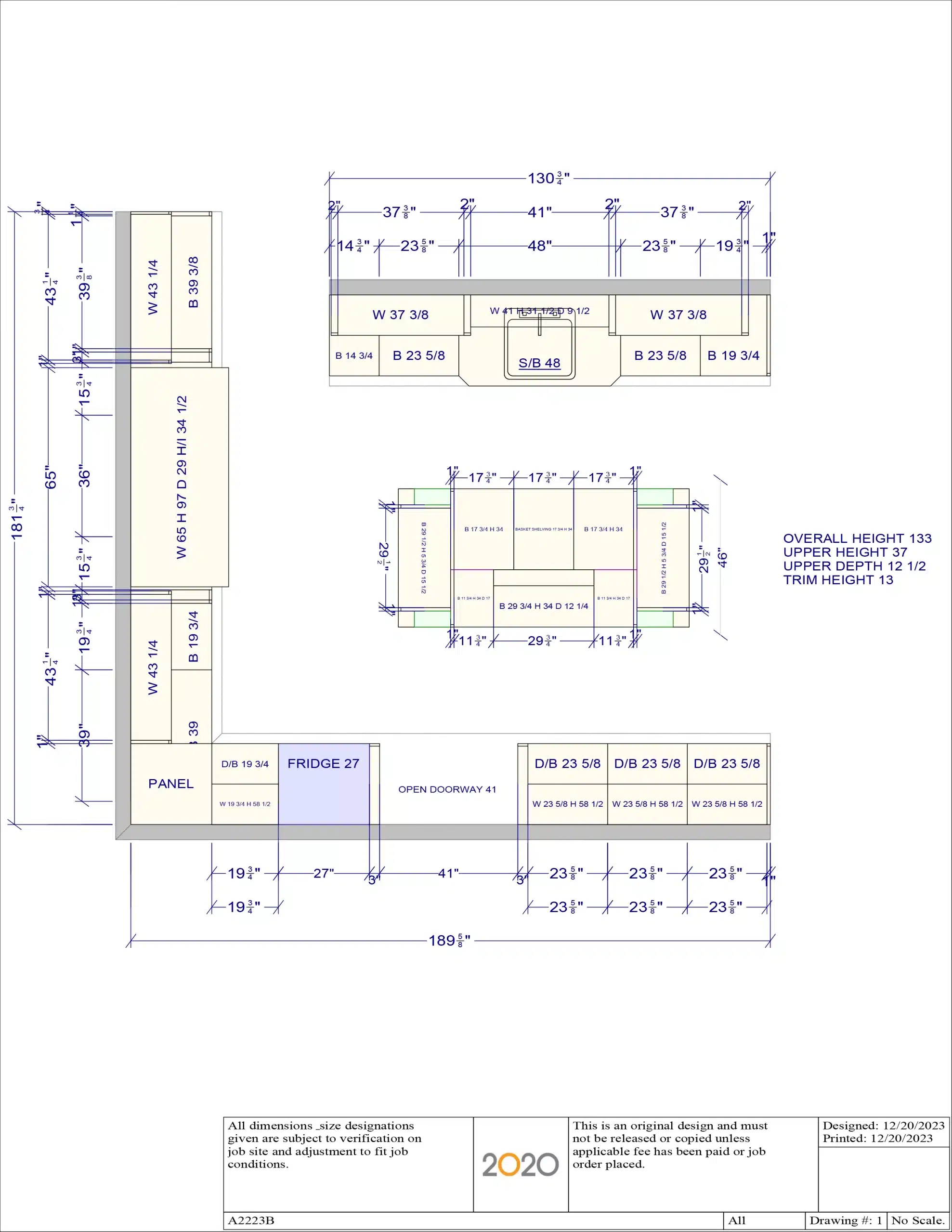 Layout for Downsview Old World Traditional Showroom Display Kitchen